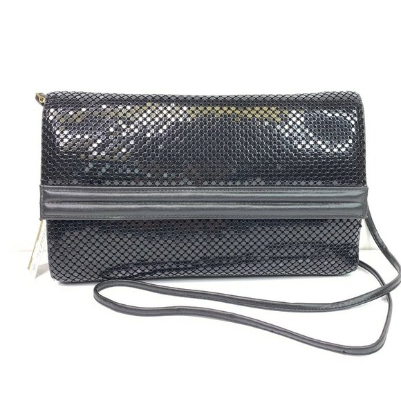 Vintage Whiting & Davis Metal Mesh Leather Clutch - Picture 1 of 9